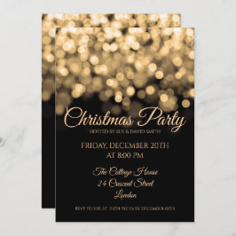 Invitación Elegante Fiesta de Navidades con luces de oro bril