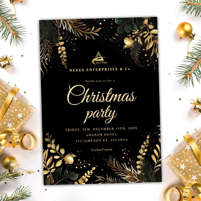 Invitación Elegante Fiesta de Navidades corporativos (Elegant Business Corporate Christmas Party Invitation)