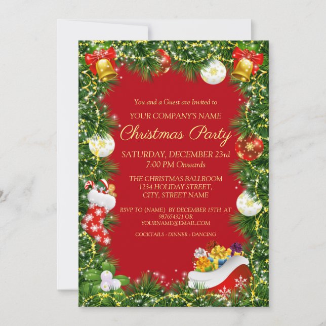 Invitación Elegante Fiesta de Navidades corporativos (Anverso)