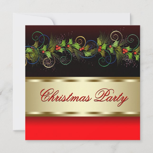 Invitación Elegante Fiesta de Navidades corporativos de Black (Anverso)