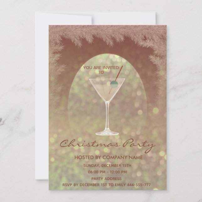 Invitación Elegante fiesta de Navidades corporativos de cócte (Anverso)