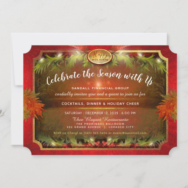 Invitación Elegante Fiesta de Navidades corporativos festivos (Anverso)