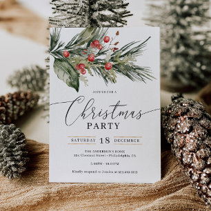 Invitación Elegante Fiesta de Navidades de acuarela