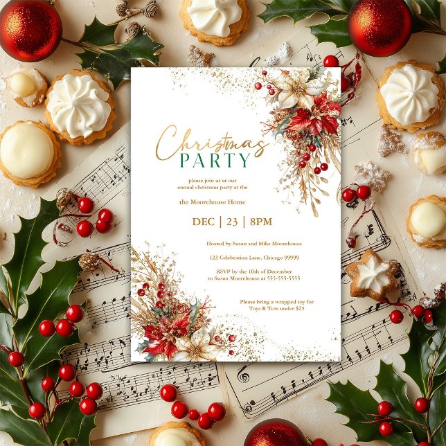 Invitación Elegante Fiesta de Navidades de acuarela (Subido por el creador)