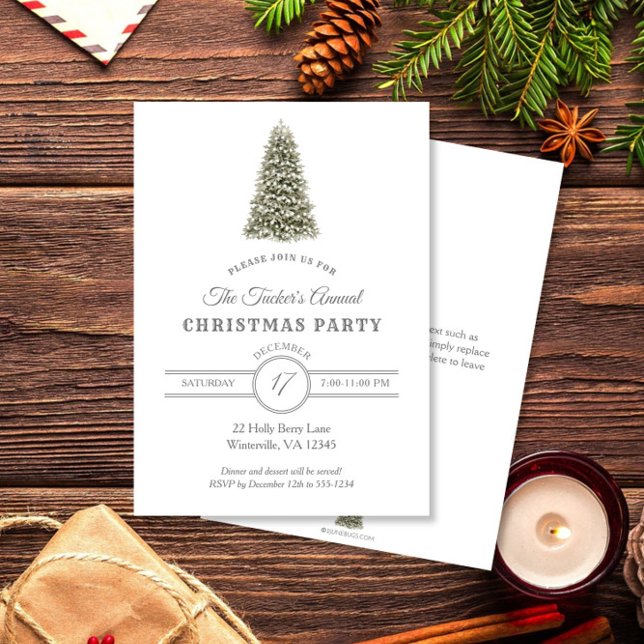 Invitación Elegante Fiesta de Navidades de árbol de Navidad c (Subido por el creador)