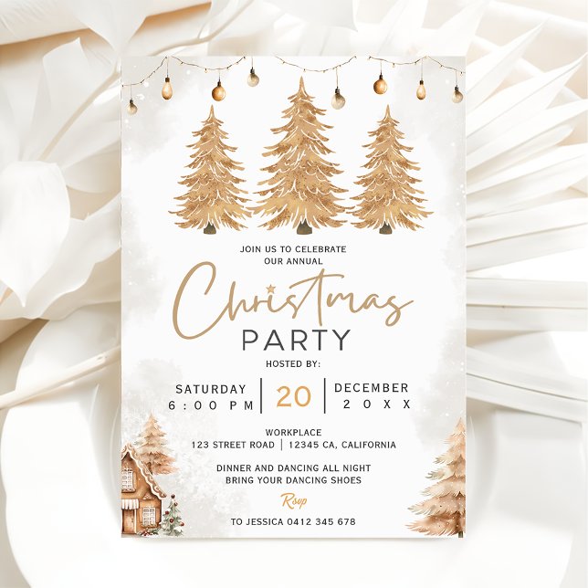 Invitación Elegante Fiesta de Navidades de árbol Purpurina de (Subido por el creador)