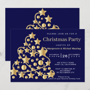 Invitación Elegante Fiesta de Navidades de árbol tradicional 