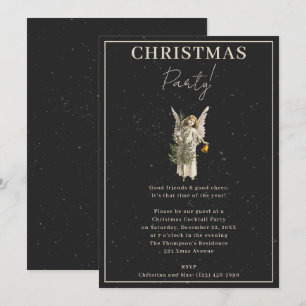 Invitación Elegante Fiesta de Navidades de Black Xmas Angel
