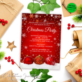 Invitación Elegante Fiesta de Navidades de bolas de Navidades