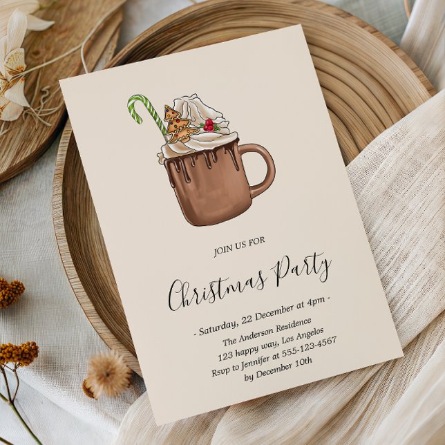 Invitación Elegante Fiesta de Navidades de cacao caliente (Subido por el creador)