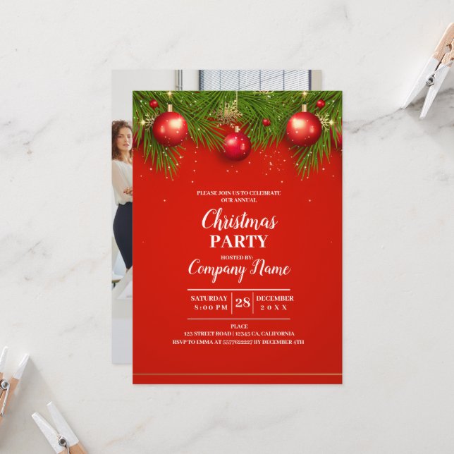 Invitación Elegante Fiesta de Navidades de cócteles de la com (Anverso/Reverso In Situ)