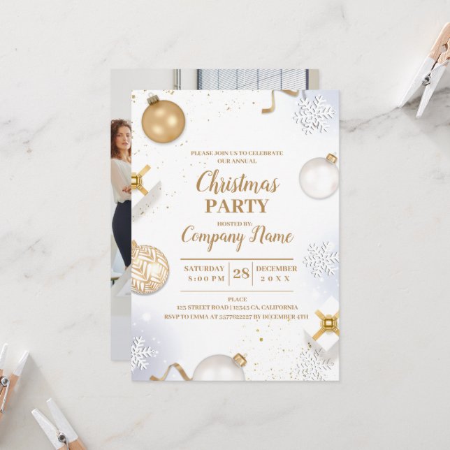 Invitación Elegante Fiesta de Navidades de cócteles de la com (Anverso/Reverso In Situ)