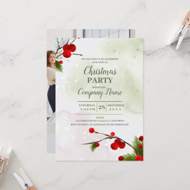 Invitación Elegante Fiesta de Navidades de cócteles de la com (Anverso/Reverso In Situ)