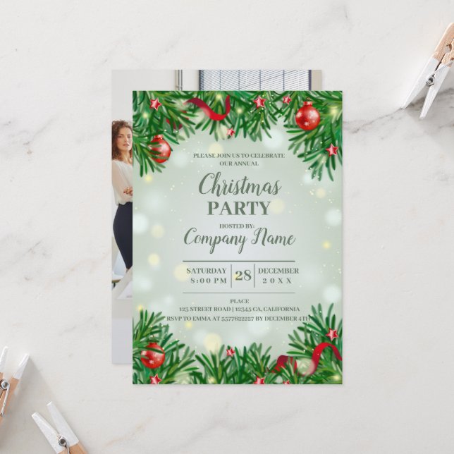 Invitación Elegante Fiesta de Navidades de cócteles de la com (Anverso/Reverso In Situ)