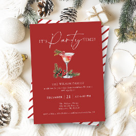 Invitación Elegante Fiesta de Navidades de cócteles dibujados