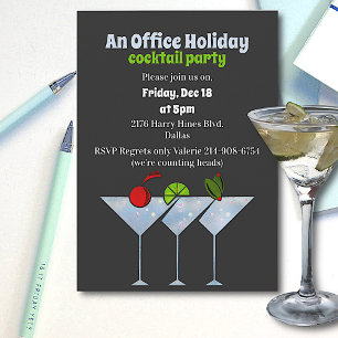 Invitación Elegante fiesta de Navidades de cócteles Gris