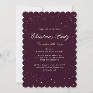 Invitación Elegante Fiesta de Navidades de color morado morad