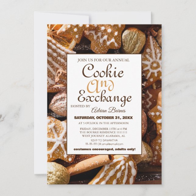 Invitación Elegante Fiesta de Navidades de Cookie Exchange co (Anverso)