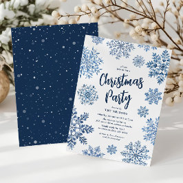 Invitación Elegante Fiesta de Navidades de copos de nieve