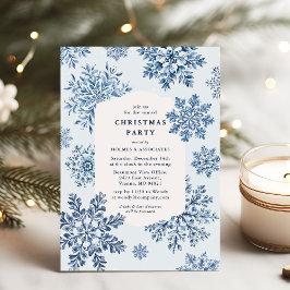 Invitación Elegante Fiesta de Navidades de copos de nieve