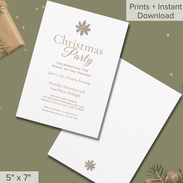 Invitación Elegante Fiesta de Navidades de copos de nieve de  (Subido por el creador)