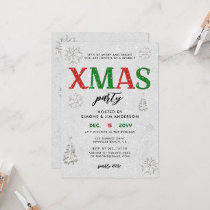 Invitación Elegante Fiesta de Navidades de Diamantes de imita