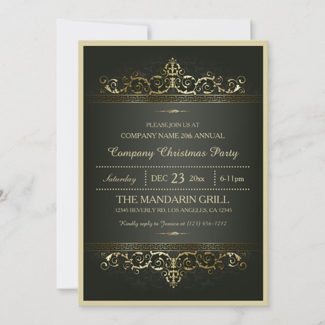 Invitación Elegante Fiesta de Navidades de empresa formal (Anverso)