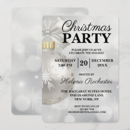 Invitación Elegante Fiesta de Navidades de espuma blanca