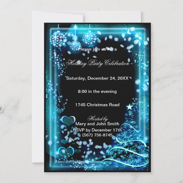 Invitación Elegante fiesta de Navidades de Estrella Azul (Anverso)