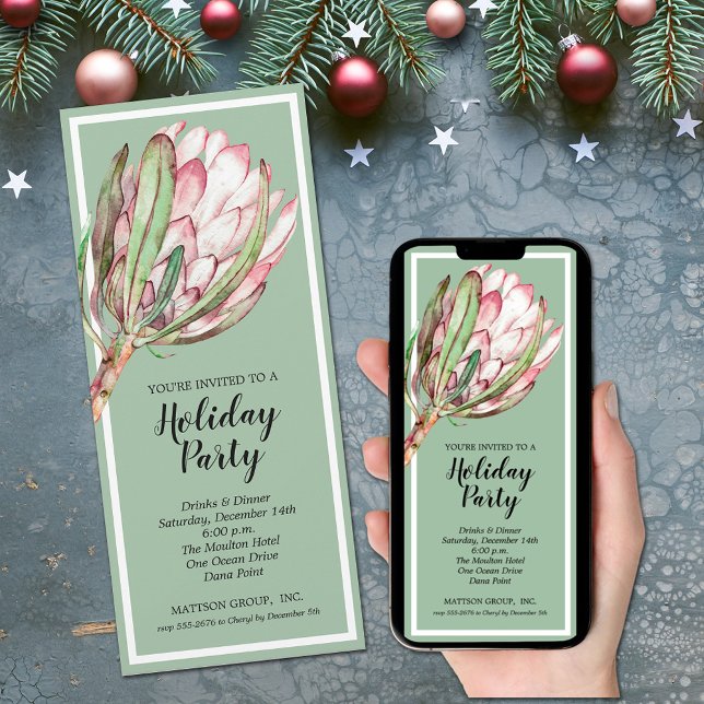 Invitación Elegante Fiesta de Navidades de feriado floral (Elegant Floral Holiday Christmas Party Invitations - INSTANT DOWNLOAD and/or PRINTED)