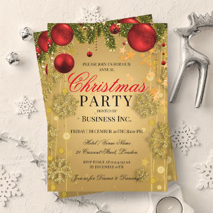 Invitación ELEGANTE Fiesta de Navidades de Glam Gold Corporat