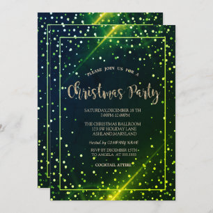 Invitación Elegante Fiesta de Navidades de Gold Dots Green Co
