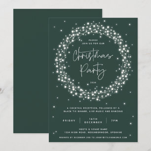 Invitación Elegante Fiesta de Navidades de Green Sparkling Li