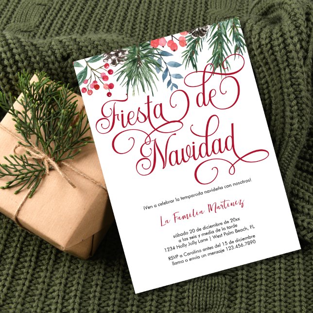 Invitación Elegante Fiesta de Navidades de guijarros rojos (Subido por el creador)