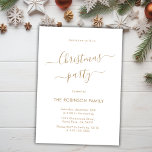 Invitación Elegante Fiesta de Navidades de guión de caligrafí<br><div class="desc">Modern Gold Caligraphy Script Invitaciones de fiesta para Navidades Minimalistas es perfecto para un simple evento de Navidades. Presenta un elegante texto "Fiesta Navidades" en un hermoso tipo de guión tipo de letra giratorio con letras a mano en color dorado sobre fondo de color blanco. Fácil de personalizar con tu...</div>