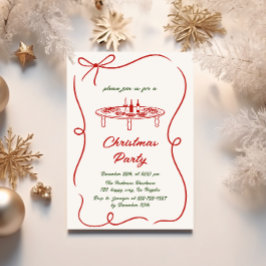 Invitación Elegante Fiesta de Navidades de guiones rojos y ve