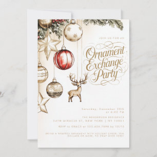 Invitación Elegante Fiesta de Navidades de intercambio de orn
