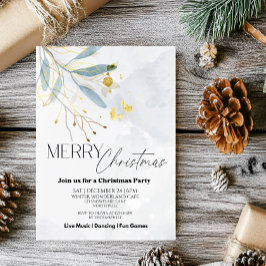 Invitación Elegante Fiesta de Navidades de Invierno Floral