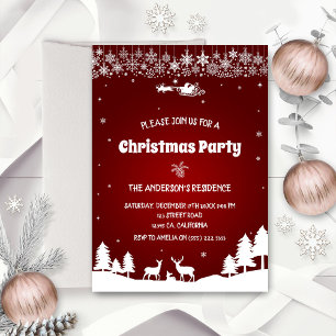 Invitación Elegante Fiesta de Navidades de invierno rojos con