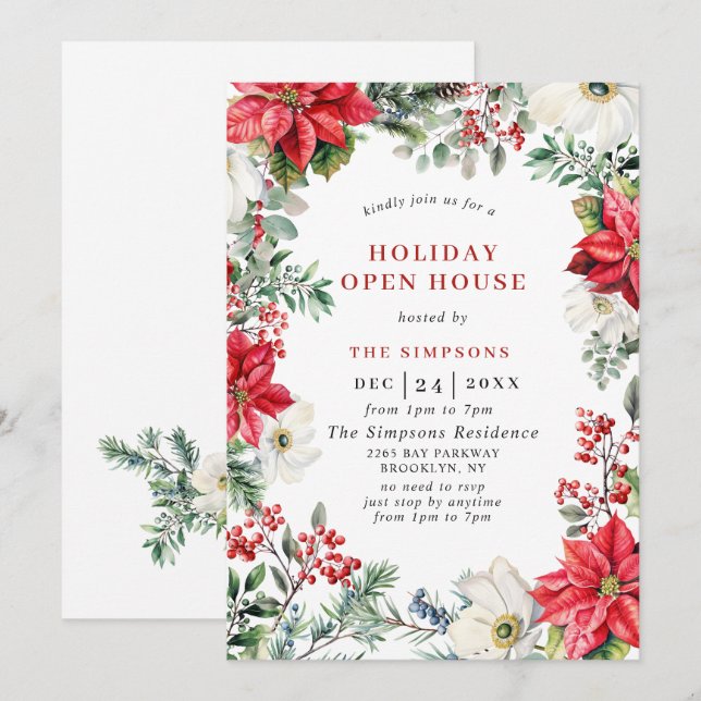 Invitación Elegante Fiesta de Navidades de la Casa Abierta de (Anverso / Reverso)