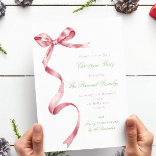 Invitación Elegante Fiesta de Navidades de la cinta roja de c