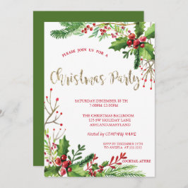 Invitación Elegante Fiesta de Navidades de la empresa Holly B