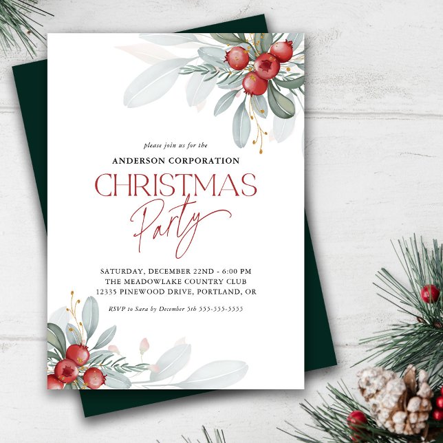Invitación Elegante Fiesta de Navidades de la Oficina de Verd (Subido por el creador)