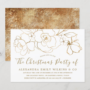 Invitación Elegante Fiesta de Navidades de la Oficina Floral