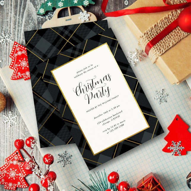 Invitación Elegante Fiesta de Navidades de la Placa Verde Osc (Subido por el creador)