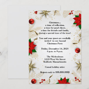 Invitación Elegante Fiesta de Navidades de la Poinsettia Roja