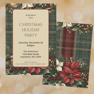 Invitación Elegante Fiesta de Navidades de la Poinsettia Roja