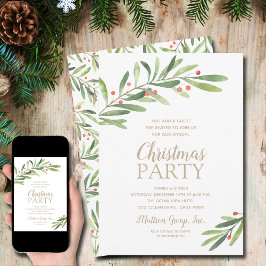 Invitación Elegante Fiesta de Navidades de la vegetación