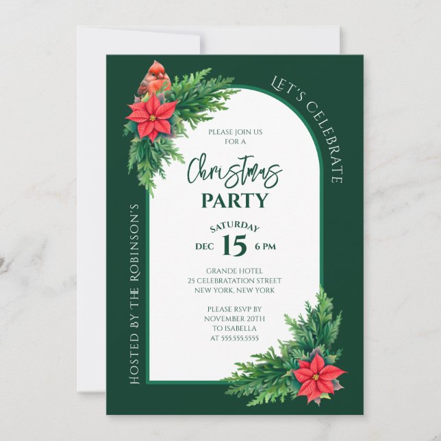 Invitación Elegante Fiesta de Navidades de la vegetación navi (Anverso)