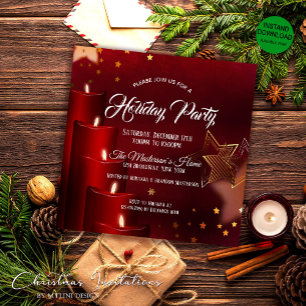 Invitación Elegante Fiesta de Navidades de las Velas Rojas